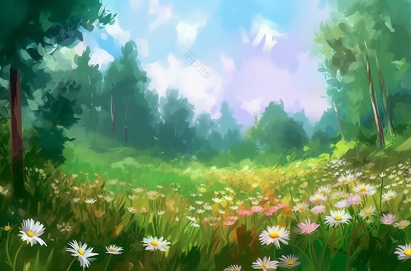 绿色森林清新野草白花草丛背景,插画/手绘图,插画/手绘图库,插画/手绘图下载,插画/手绘